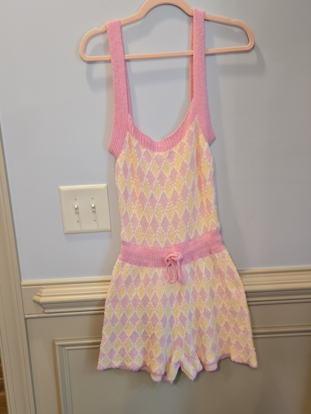 Intimately Free People Romper Pink Yellow Dream Diamonds Stretch SMALL